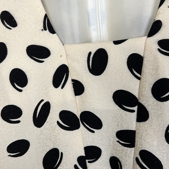 Vintage Sansappelle Silk Ivory and Black PolkaDot Ruffle Dress sz 8 - Picture 5 of 9